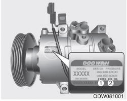 Etiqueta do compressor do ar condicionado