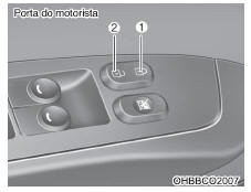 Com o interruptor de travamento central das portas