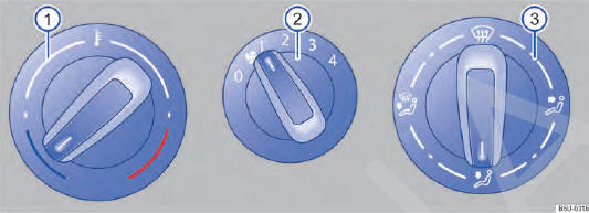 Fig. 114 Comandos do sistema de ventilação e aquecimento.