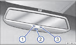 Fig. 69 No para-brisa: espelho retrovisor interno com antiofuscante automático.