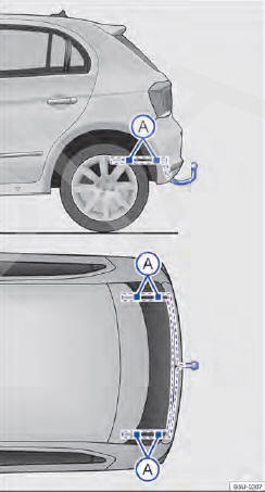 Fig. 76 Pontos de fixação para instalar um dispositivo de reboque posteriormente.