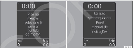 Fig. 102 Display do instrumento combinado: textos de advertência.