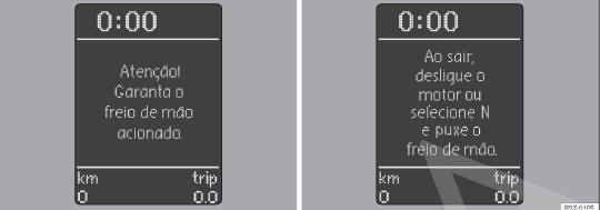 Fig. 103 Display do instrumento combinado: textos de advertência.