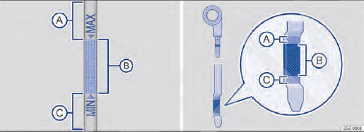 Fig. 123 Vareta de medição do óleo com marcas de nível do óleo do motor.