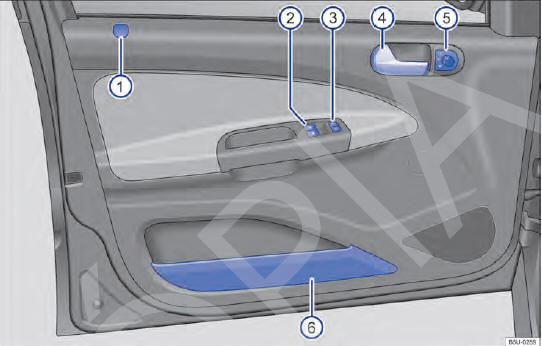 Fig. 4 Vista geral dos comandos na porta do condutor.